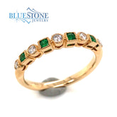 14KYG Emerald & Diamond Ring - Sz. 7